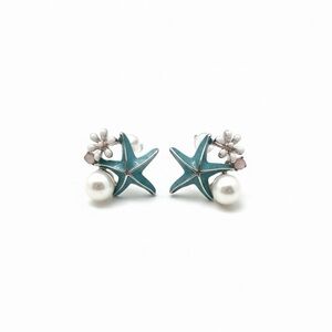 Elegant Blue Starfish Pearl Earrings
